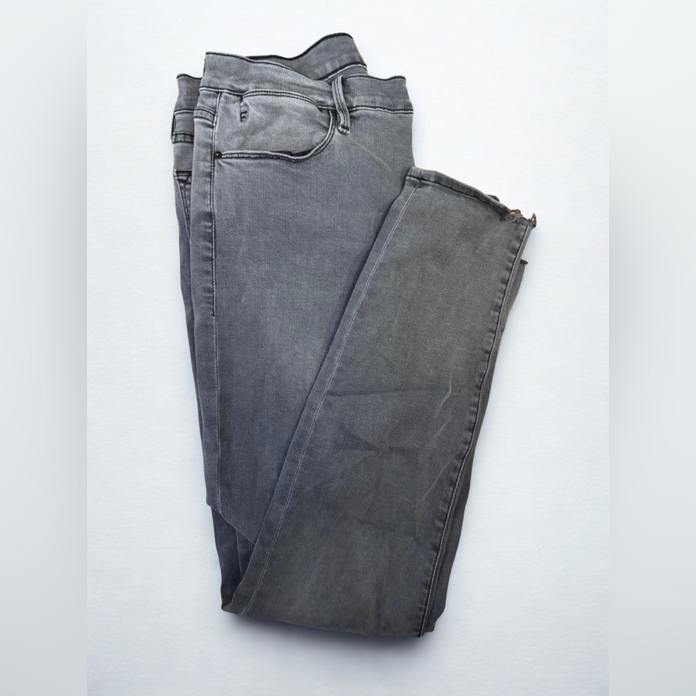 Frame Denim Distressed Stretch Charcoal Grey Le High Skinny Jeans Size 33
